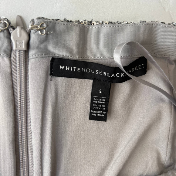 White House Black Market Women's Sliver Sequin Stretch Pencil Skirt- sz 4 - Picture 3 of 5